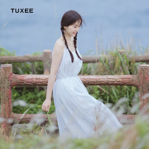 正品tuxee下一站是幸福蔡敏敏虞书欣有你同款白色吊带连衣裙