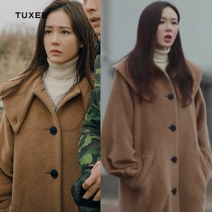 tuxee爱的迫降孙艺珍尹世利同款衣服气质中长款女娃娃领毛呢大衣