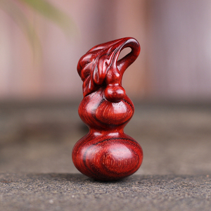 印度小叶紫檀手工木雕福禄葫芦手把件男随身文玩把件家居汽车挂件