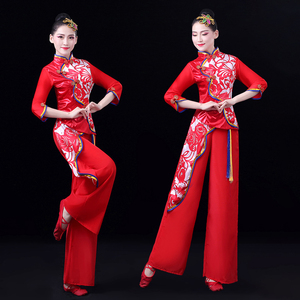 新款秧歌舞演出服女2019新款腰鼓队打鼓服成人威风锣鼓服水鼓服装