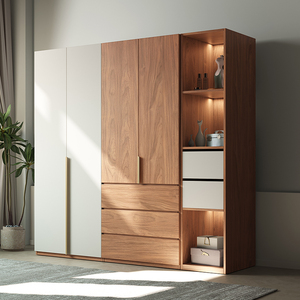 北欧衣柜家用卧室现代简约收纳柜三门四门对开门成品拼色组合衣橱