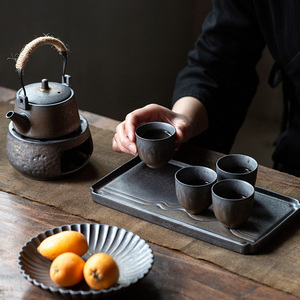 碌心  中式复古鎏金铁釉茶具套装家用桌面功夫茶具提梁壶干泡套装