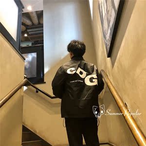 代购comme des garcons川久保玲cdg背后斜logo教练夹克外套风衣男