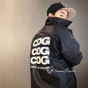 正品comme des garcons川久保玲cdg加绒加厚教练夹克外套棒球服男