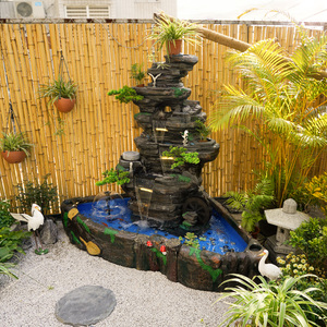 瓷韵雾语假山流水喷泉庭院角落景观顶楼阳台装饰鱼池瀑布造景摆件