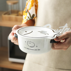 碗带盖子可爱单个高颜值一人一筷一碗干饭人专用碗碗筷单人专用有