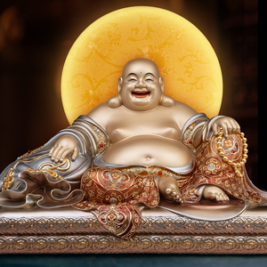 黄铜弥勒佛神像大肚开心笑佛菩萨布袋和尚未来佛摆件玄g关弥勒尊