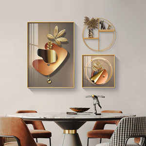 现代轻奢餐厅装饰画抽象几何饭厅挂画创意餐桌背景墙高档组合壁画