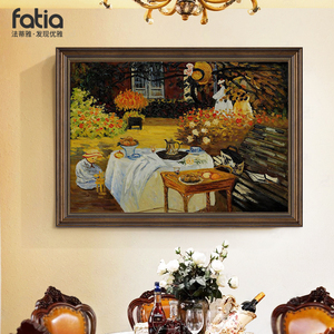 莫奈世界名画油画装饰画风景餐厅挂画背景墙壁画饭厅美式印象派画