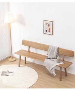 北欧实木简约现代实木长凳带靠背长板凳家用长条凳换鞋凳餐桌长椅