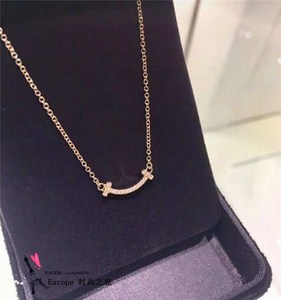 tiffany蒂芙尼 mini smile 女士迷你带钻笑脸项链满钻锁骨链
