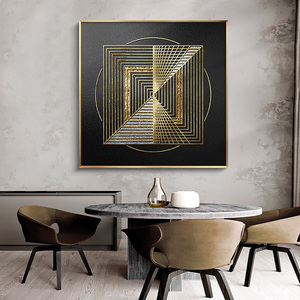 定格 工业风轻奢抽象金色金箔几何线条肌理装饰画客厅办公室挂画