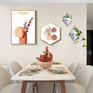 北欧餐厅背景墙装饰画现代简约饭厅创意组合挂画餐桌画花卉墙壁画