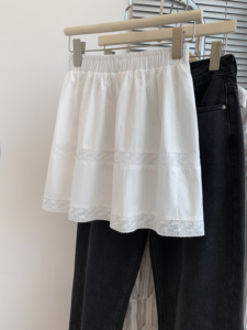 白色蕾丝a字半身裙短裙女夏季夏高腰小个子法式半裙2024新款裙子