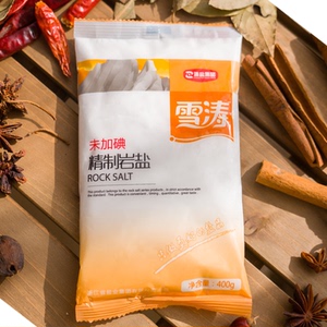 浙盐雪涛精制岩盐无碘盐未加碘食盐家用食盐细盐井矿盐巴400g*6袋