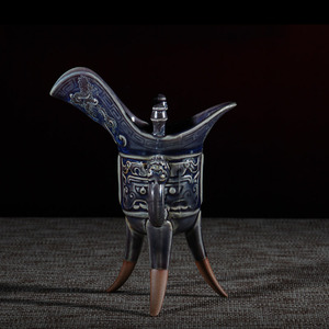 钧瓷单杯中式复古风酒杯江湖系列三足杯宫廷风陶瓷酒具高档礼品