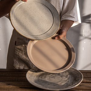吉田成器餐盘超大盘牛排盘高级感盘子陶瓷盘餐具复古早餐盘西餐盘
