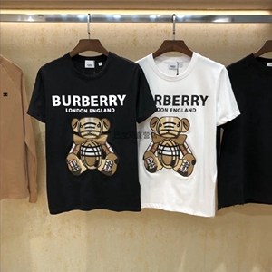 代购巴宝莉/burberry短袖博柏利刺绣小熊印花圆领t恤男女情侣款