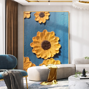 手绘油画客厅装饰画落地大幅北欧简约大气成品小众沙发背景墙壁画