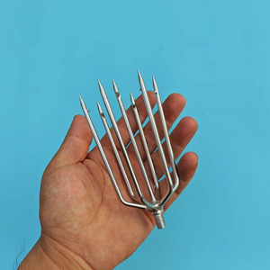 不锈钢小号鱼叉头倒刺插鱼器飞叉头捕鱼钢叉可伸缩 手工排叉超硬