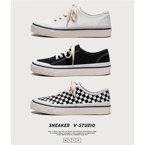 star/匡威正品男鞋2022年新款棋盘黑白格子帆布鞋男生低帮百搭潮
