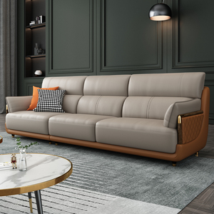 进口真皮沙发头层牛皮客厅现代简约轻奢小户型三人位直排极简时尚