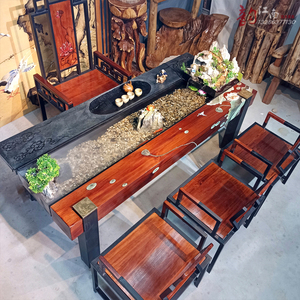 00铁木郎淘宝新中式景观循环茶桌小桥流水茶台禅意茶几养鱼高端大气