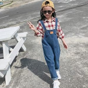 背带裤.女小学生春