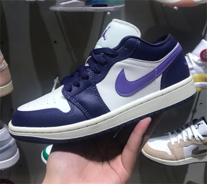 nike耐克air jordan 1白紫葡萄aj1男女低帮休闲篮球鞋 dc0774-502