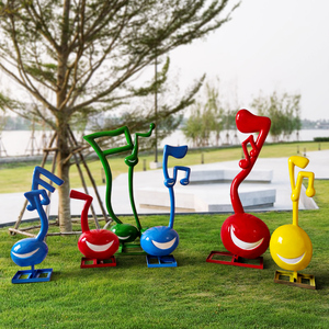 美陈卡通音符笑脸摆件户外玻璃钢可爱音乐器元素雕塑景观装饰小品