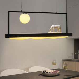 艺术餐吊灯新中式餐厅吊灯饭厅饭桌吧台餐吧书房大气长方形长条灯