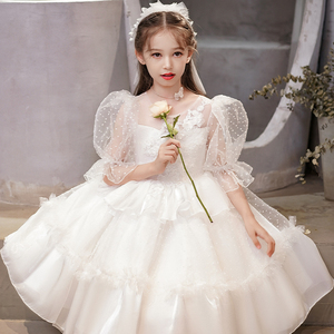 女童公主裙秋款小花童婚礼伴童礼服儿童洋气主持人钢琴演出服春季