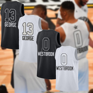 2018全明星球衣雷霆队0号威少13号乔治热压版短裤篮球服套装