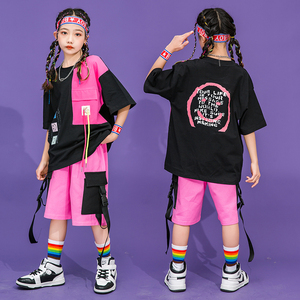 六一儿童团体舞蹈表演服街舞套装嘻哈宽松男女童hiphop爵士舞潮服