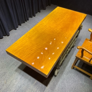 黄花梨木大板金丝楠木茶桌组合原木实木茶台办公新中式桌家具2米