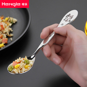 食品级不锈钢勺子创意小勺调羹儿童宝宝吃饭家用可爱生肖汤匙汤勺