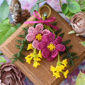 diy手工米珠串珠电子版图纸教程两款漂亮小花sp154日文走线图