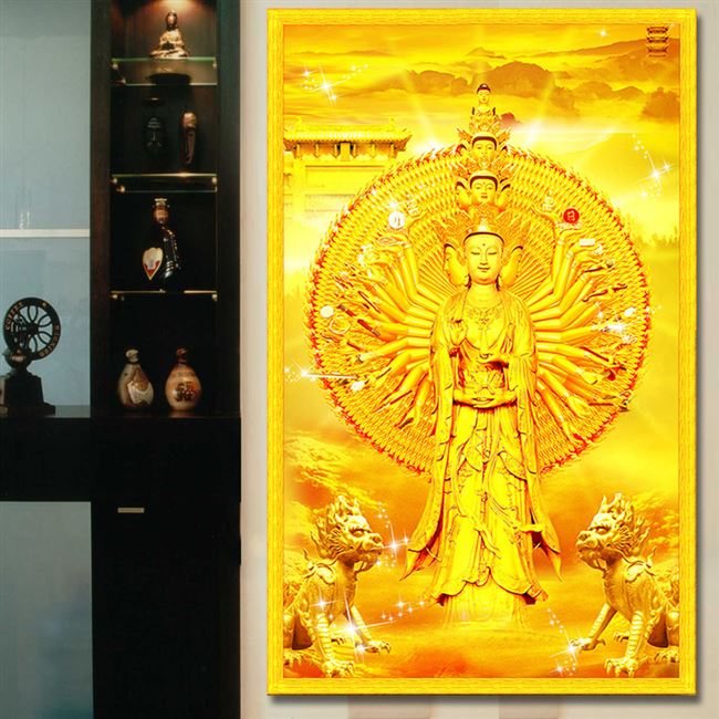 千手观音佛像十字绣成品