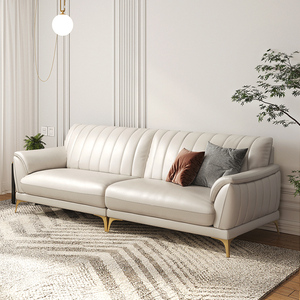 小户型真皮沙发白色