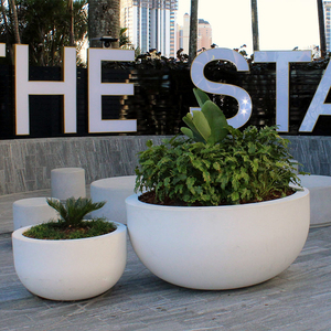 0026人付款淘宝定制玻璃钢花盆户外花池白色大花器组合售楼中心美陈