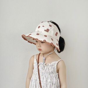 韩版儿童遮阳帽夏季女童空顶花边防晒帽男女童宝宝2-8岁太阳帽