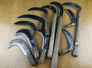 日本进口二手柴刀柴镰安来钢土佐青纸钢手打割草刀割麦刀户外工具