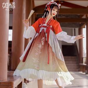 汉服女中国风原创改良版连衣裙齐胸汉元素古装洛丽塔公主裙秋冬季