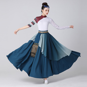新款藏族舞蹈艺考卓玛演出服装女大摆裙半身裙上衣套装广场舞服装