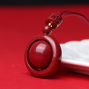 原矿朱砂吊坠女六字真言时来运转转运珠项链男士护身符保平安挂件