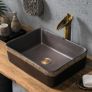 中式仿古艺术台上盆单盆陶瓷洗脸盆长方形复古面盆洗手盆家用小号