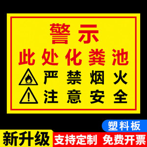化粪池标识牌严禁烟火注意安全警示牌受限空间作业安全风险告知标志