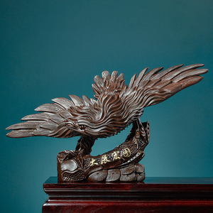 000人付款淘宝根雕木雕雕刻厂家大展宏图老鹰大鹏展翅太行崖柏料送礼