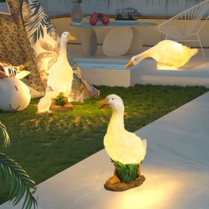 户外动物灯太阳能装饰庭院灯LED树脂室外防水花园鸭子石头草坪灯