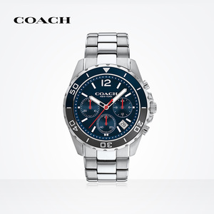 coach蔻驰kent系列蓝精灵钢带款男士商务三针表盘日历款欧美手表